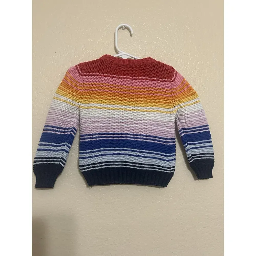 Old Navy Baby Unisex Size 18- 24 Months Acrylic Knitted Striped Rainbow Sweater